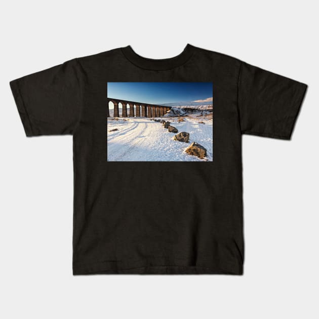 Ribblehead Viaduct - Winter Kids T-Shirt by Reg-K-Atkinson